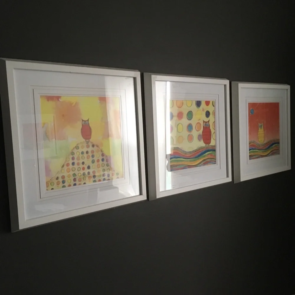 NWT!Modern Graphic Art Print In White Wooden Frame